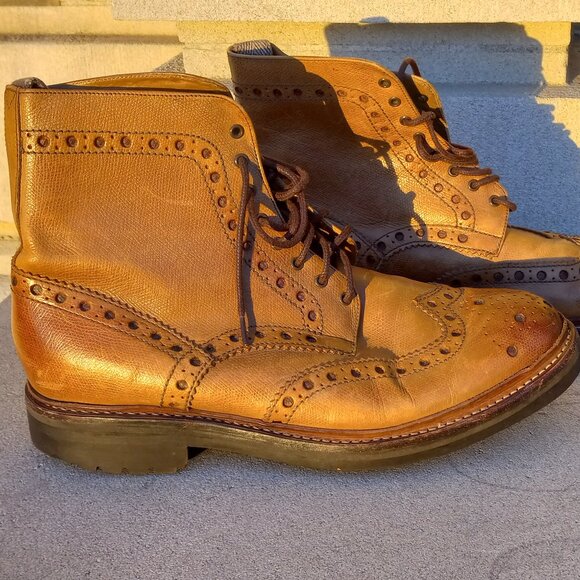 Grenson England Tan Oxford Brogue Boots SIZE 9 (UK), 9.5 (US) - Picture 2 of 15